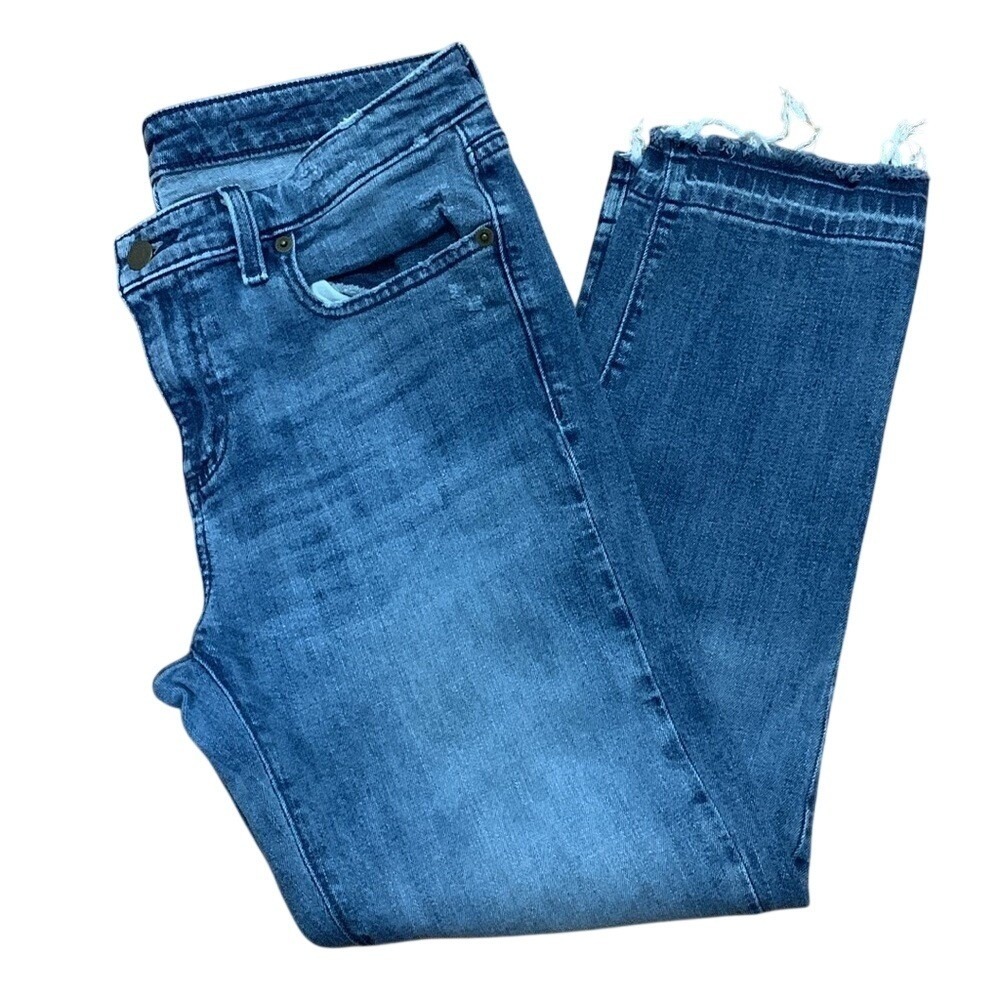 Vineyard Vines Womens‎ Medium Wash Raw Hem Distressed Straight Leg Denim Jeans